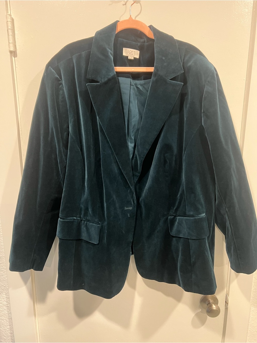 LOFT Green Velvet Blazer Jacket